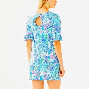 Lilly Pulitzer Fiesta Stretch Dress Coastal Blue Lion Around